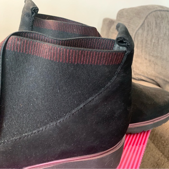 Munroe Black Ankle Boots Suede & Stretch  Fabric 8 - Picture 7 of 8